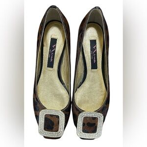 NWT- Aviana Leopard Print loafers with Rhinestone Buckle